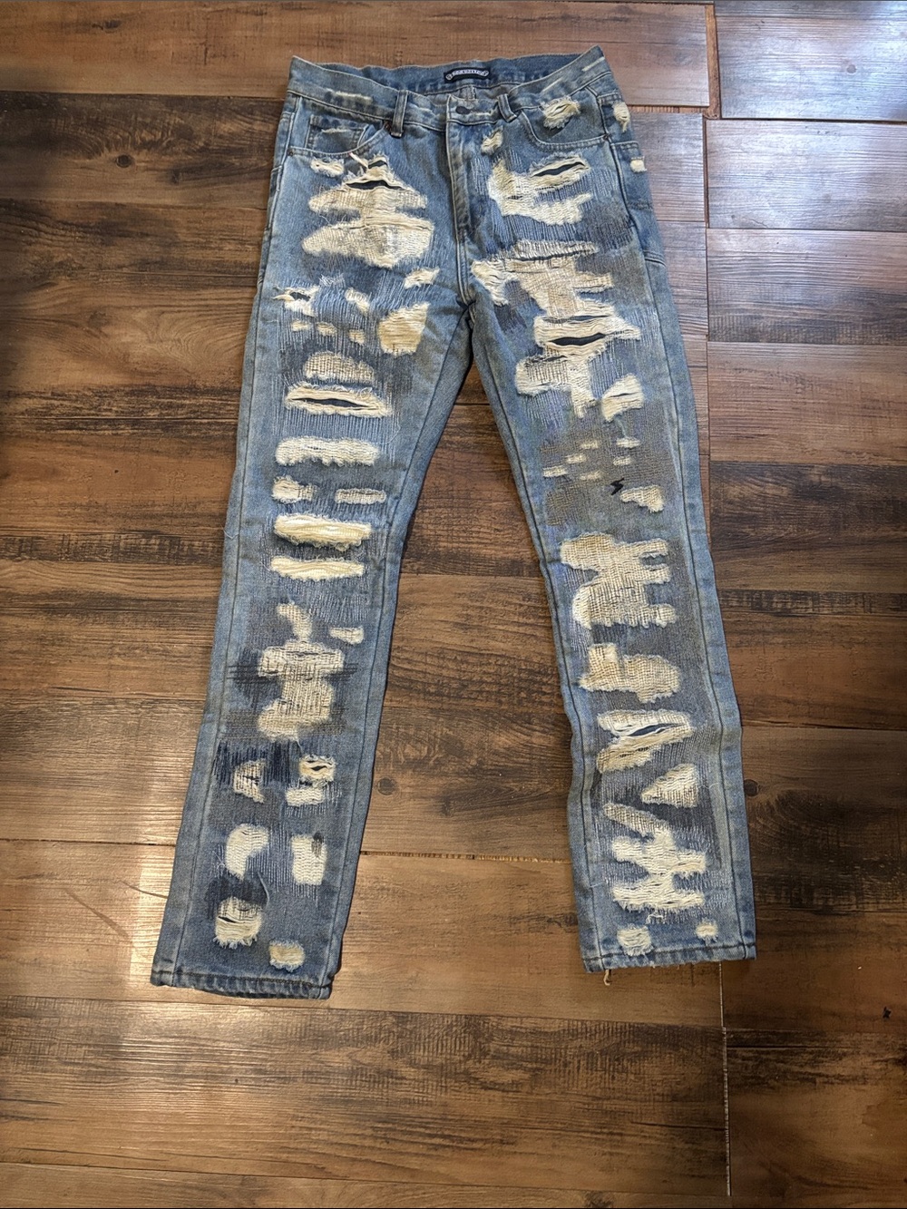 Distressed Light Blue Skinny Jeans for Men